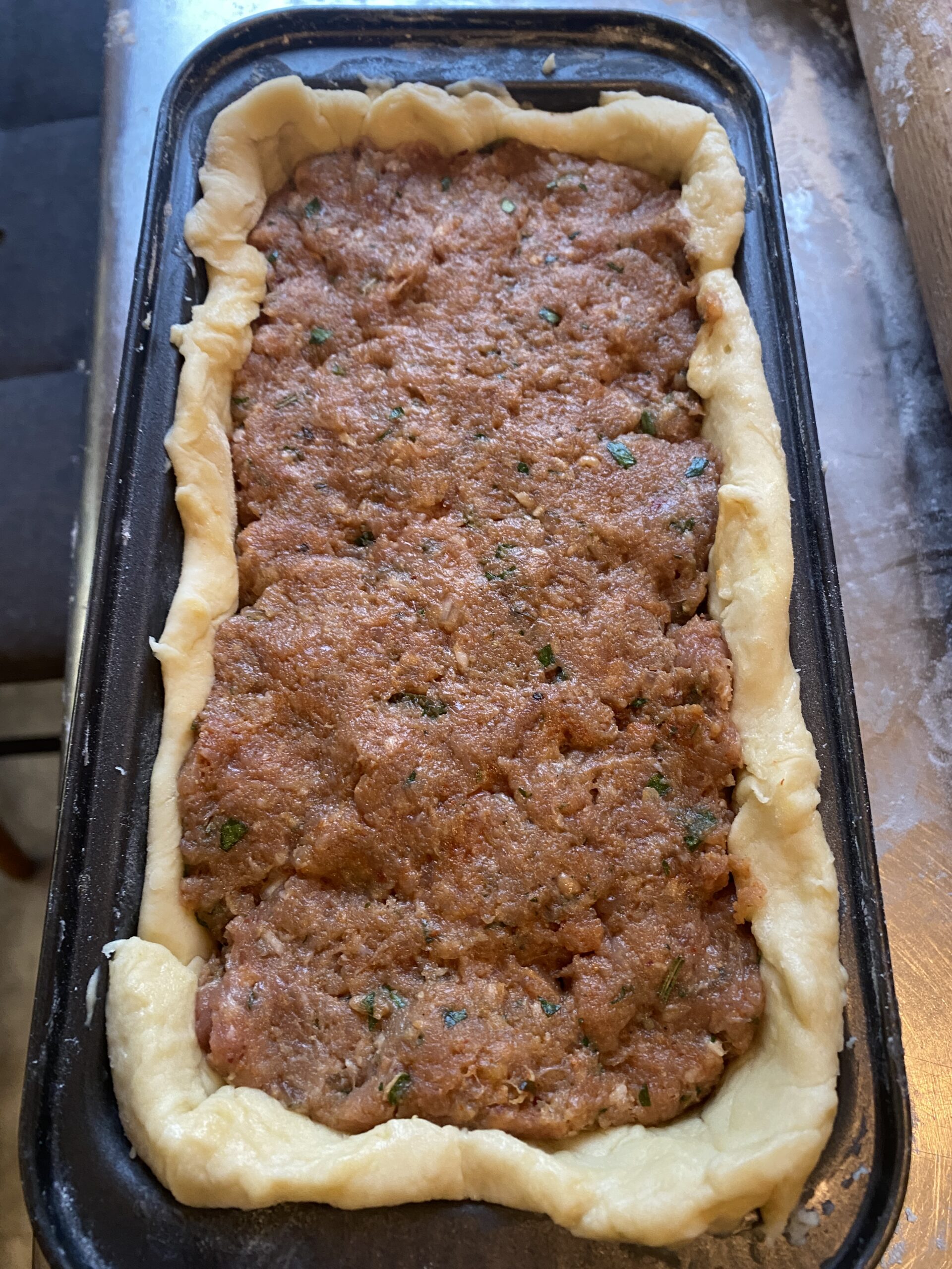 Pâté de Pâques - Remplissage - Terminer par une couche de viande